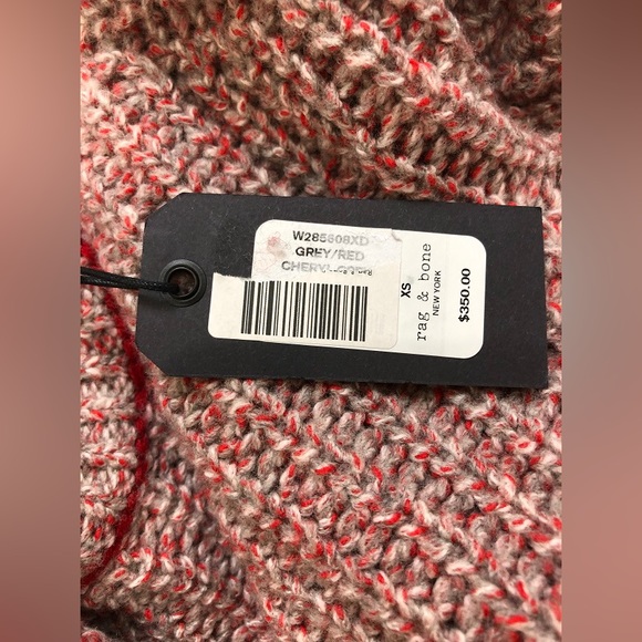 NWT RAG & BONE Cheryl Stripe Cuff Wool Blend Sweater In Grey Red - Picture 9 of 9